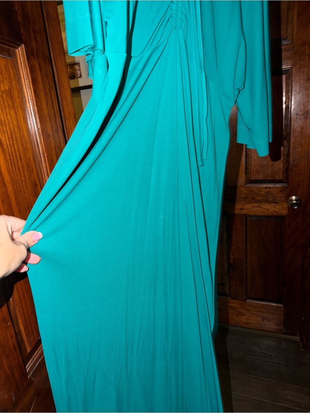 Teal V-Neck Dress - Picture 3 of 6